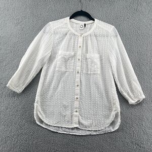 Anthropologie Akemi Kin White Swiss Dot Pocket Button Down Blouse XS